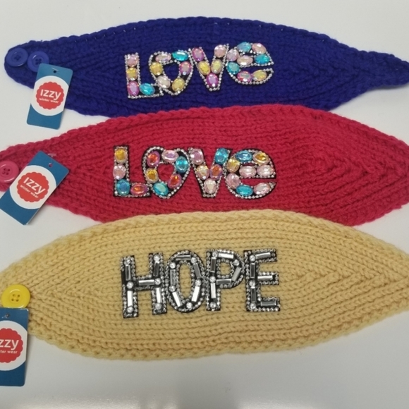 Knit Headbands Winter Wide Ear Warmer Hair Bands Crochet Embellished Headband - Picture 3 of 8